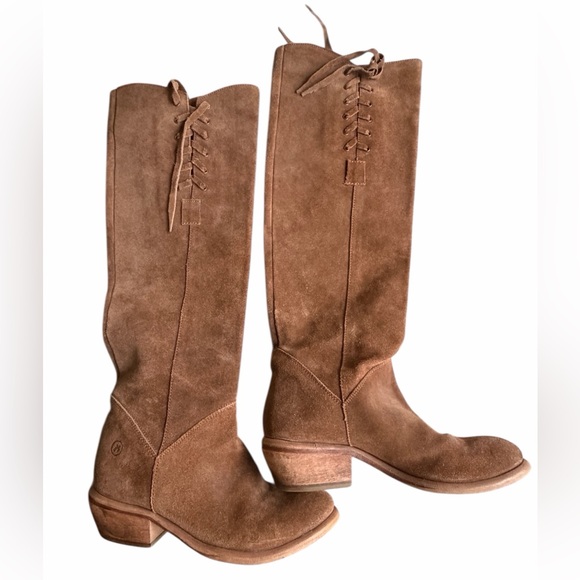 Bx by Bronx Knee High Laceup Suede Tan Camel Pull On Boot Boho Festival Sz 36 - Picture 2 of 14